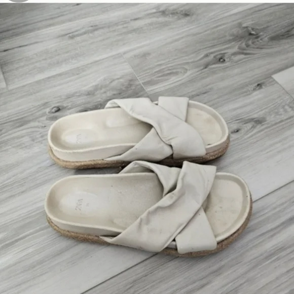 Zara Women’s Knot-Detail Espadrille Slide Sandals in Cream Sz 7.5 - Picture 5 of 9